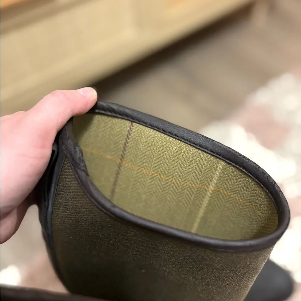 Hunter Olive Canvas and Chocolate Brown Rubber Tall Rain Boot
